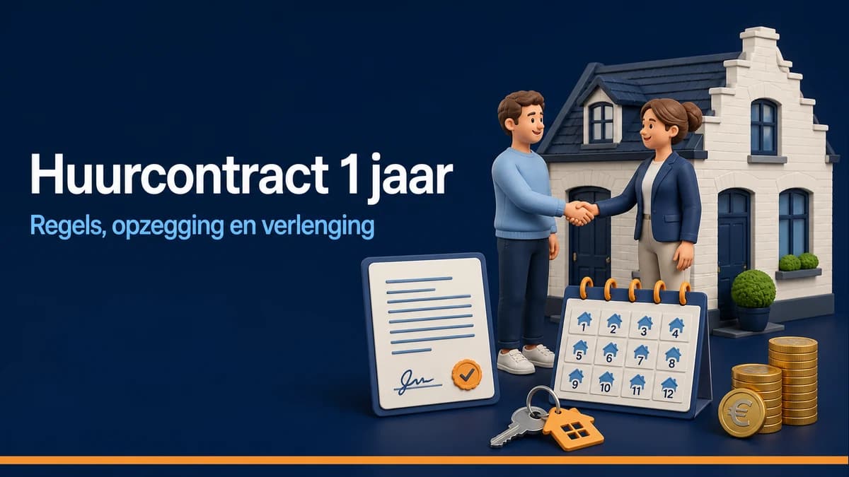Huurder en verhuurder sluiten een huurcontract van één jaar in Vlaanderen